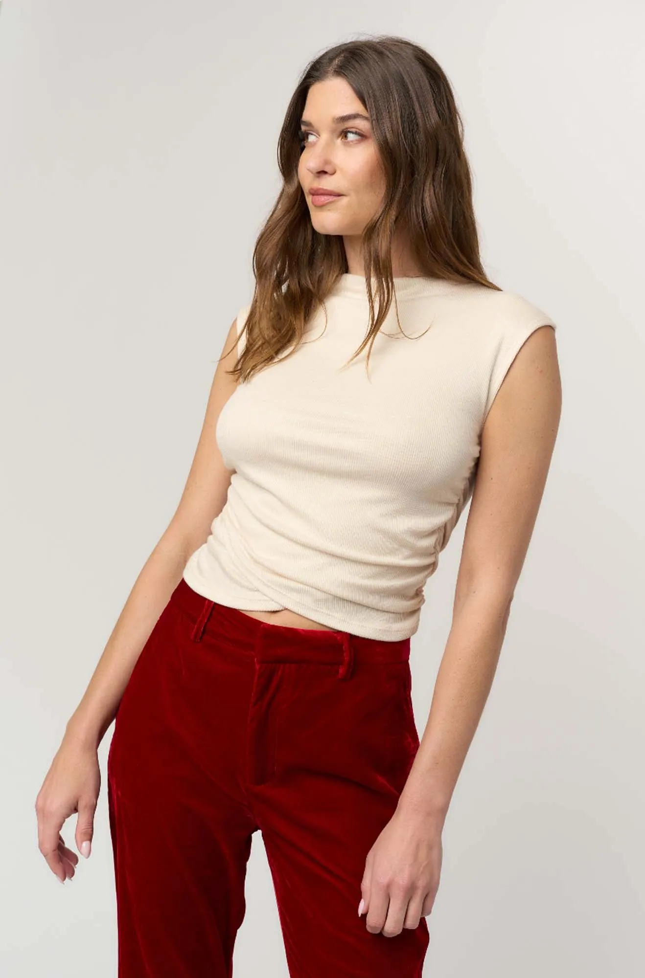 Carine Shirred Side Rib Tank - Natural sold by Project Social T product image thumbnail 3