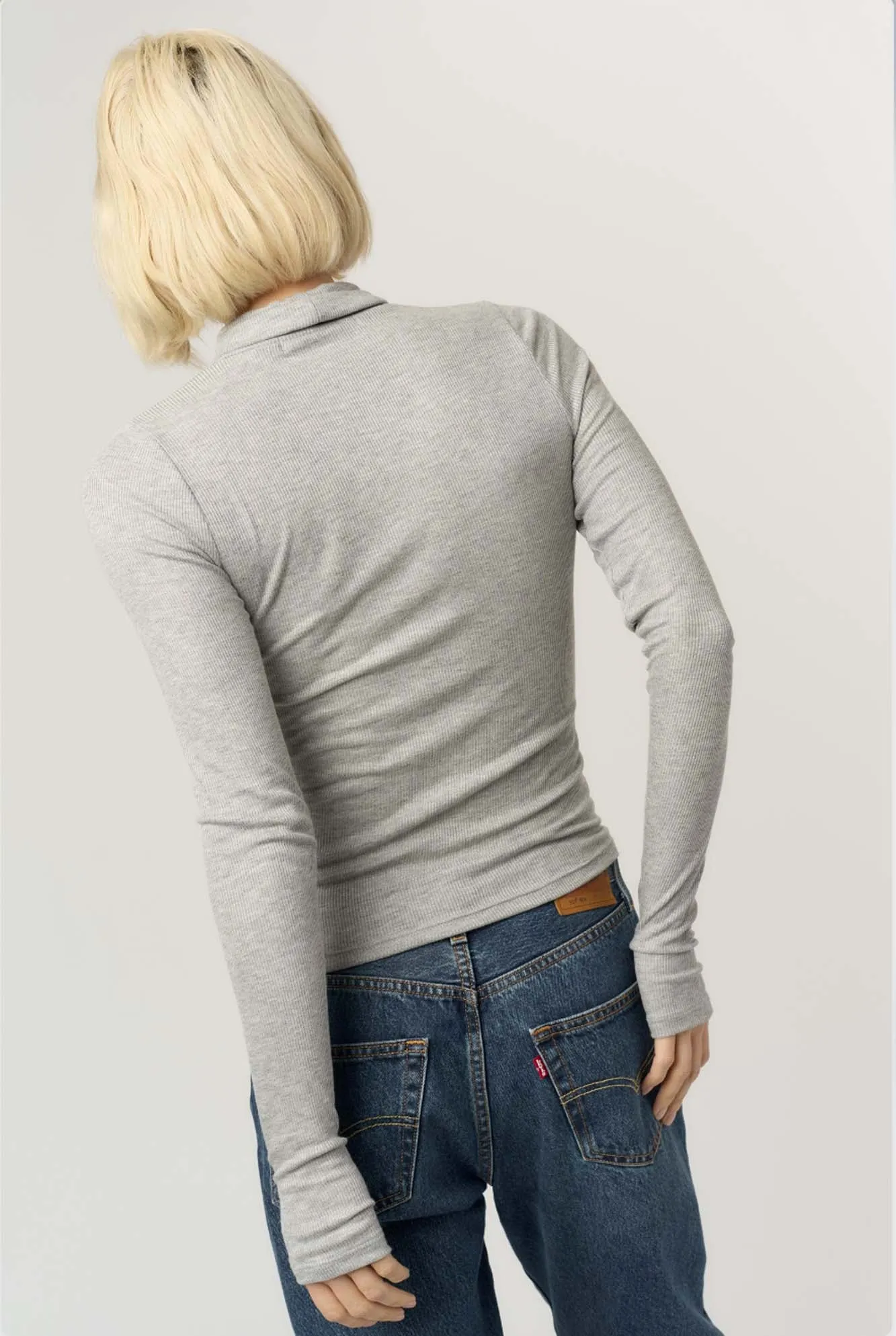 Olive Longsleeve Rib Turtleneck - Heather Grey sold by Project Social T product image thumbnail 3