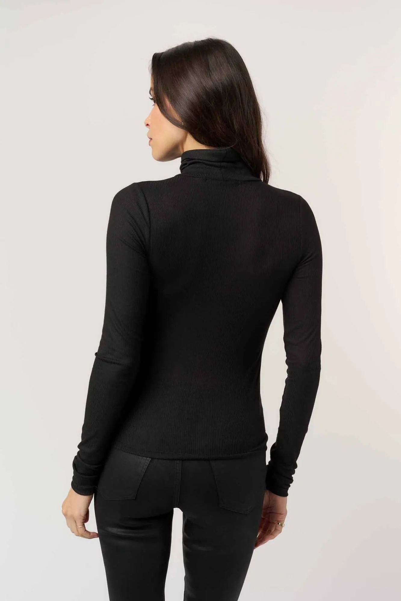 Olive Longsleeve Rib Turtleneck - Black sold by Project Social T product image thumbnail 3