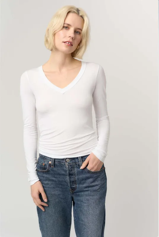 Solace V-Neck Longsleeve - White sold by Project Social T