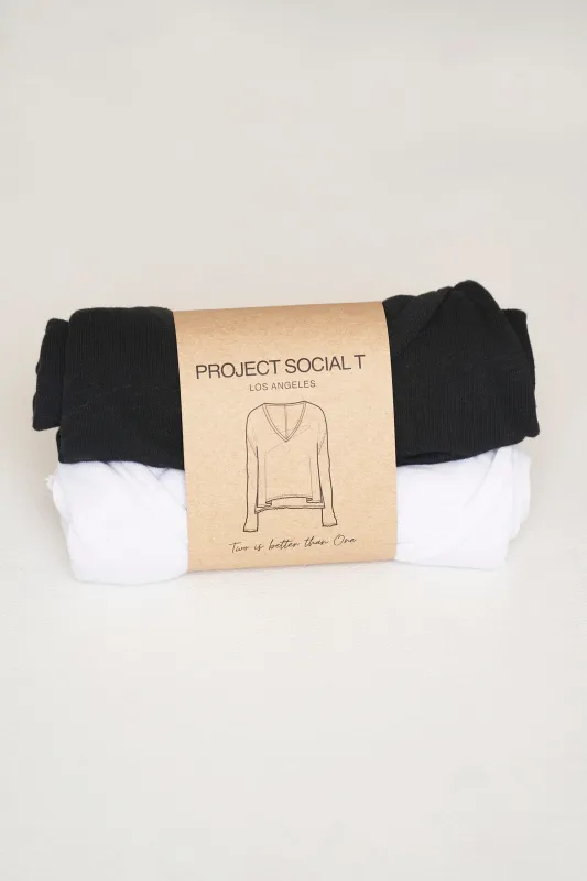 Mae Textured V Long Sleeve 2-Pack sold by Project Social T