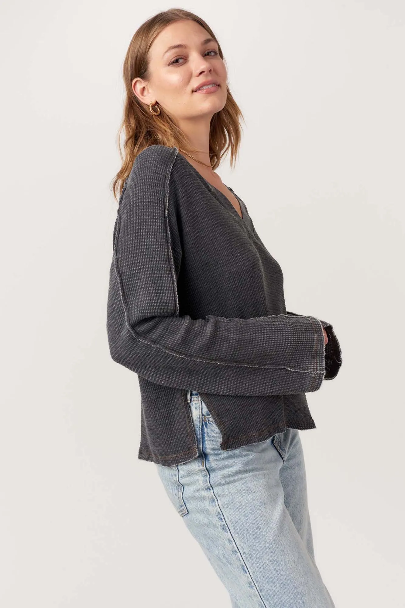 Underground Burnout Thermal V-Neck Long Sleeve sold by Project Social T product image thumbnail 2