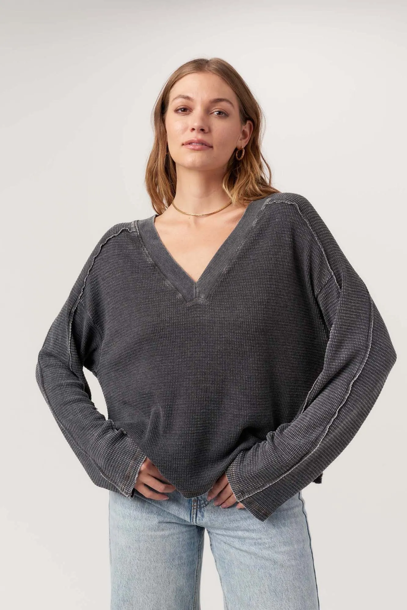 Underground Burnout Thermal V-Neck Long Sleeve sold by Project Social T product image thumbnail 3