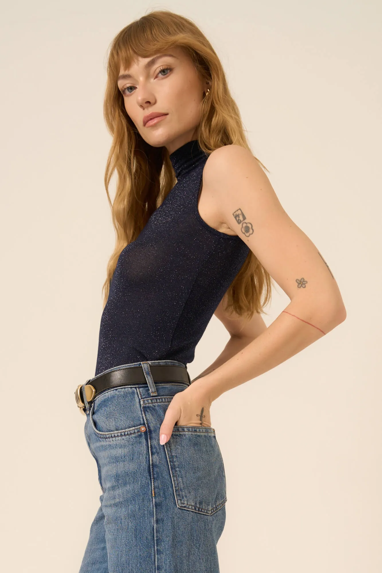 Domino Lurex Mock Neck Tank sold by Project Social T product image thumbnail 4