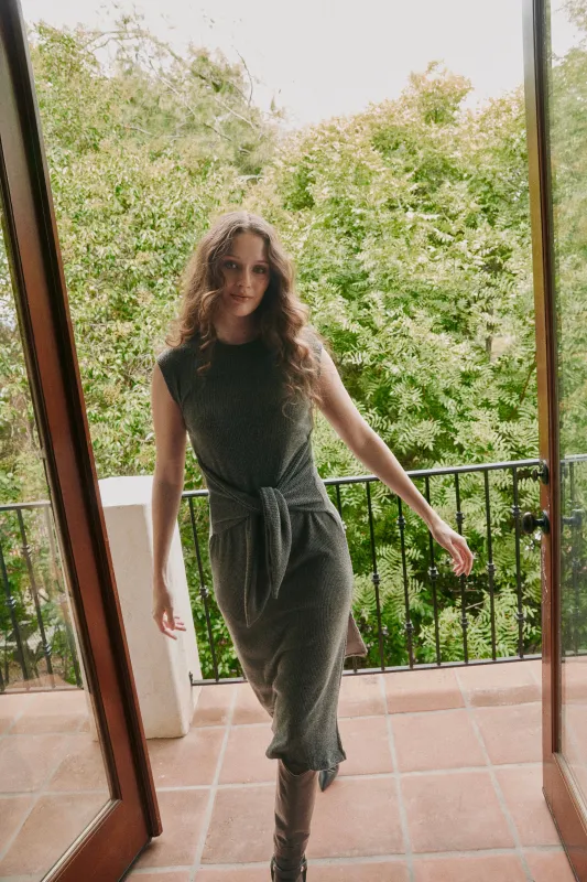 That's A Wrap Cozy Rib Midi Dress - Charcoal sold by Project Social T