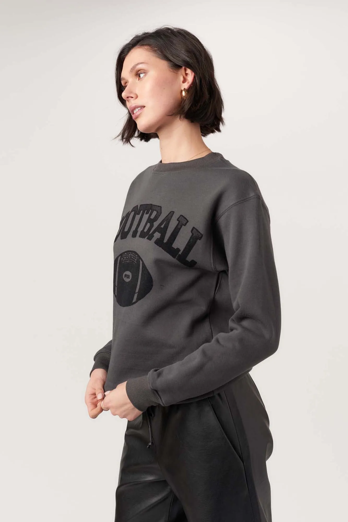 Flocked Football Washed Black Sweatshirt sold by Project Social T product image thumbnail 2