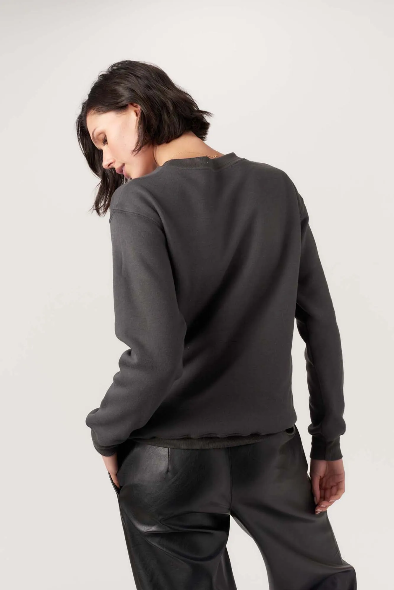 Flocked Football Washed Black Sweatshirt sold by Project Social T product image thumbnail 3