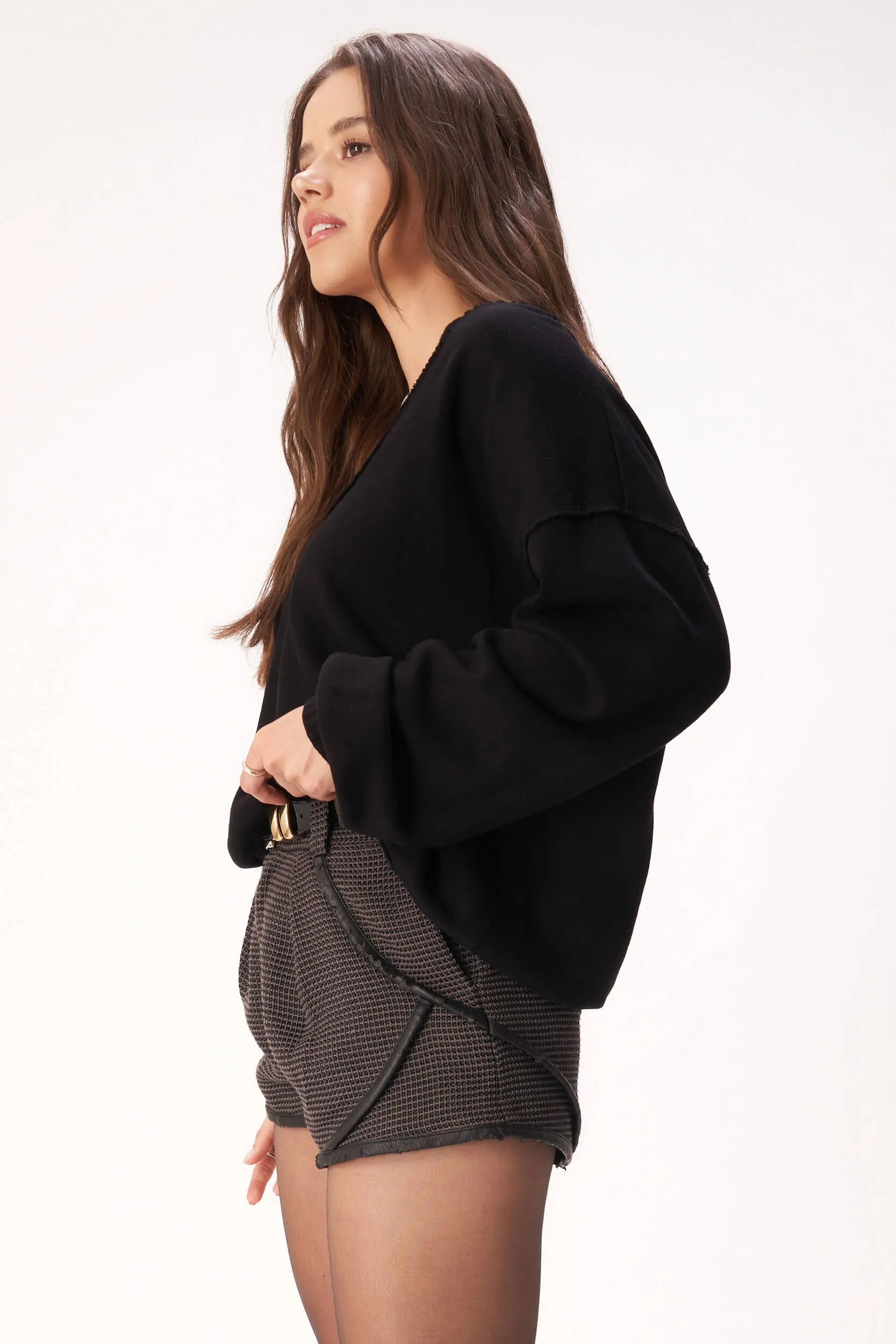 Arya V Neck Sweatshirt - Black sold by Project Social T product image thumbnail 4