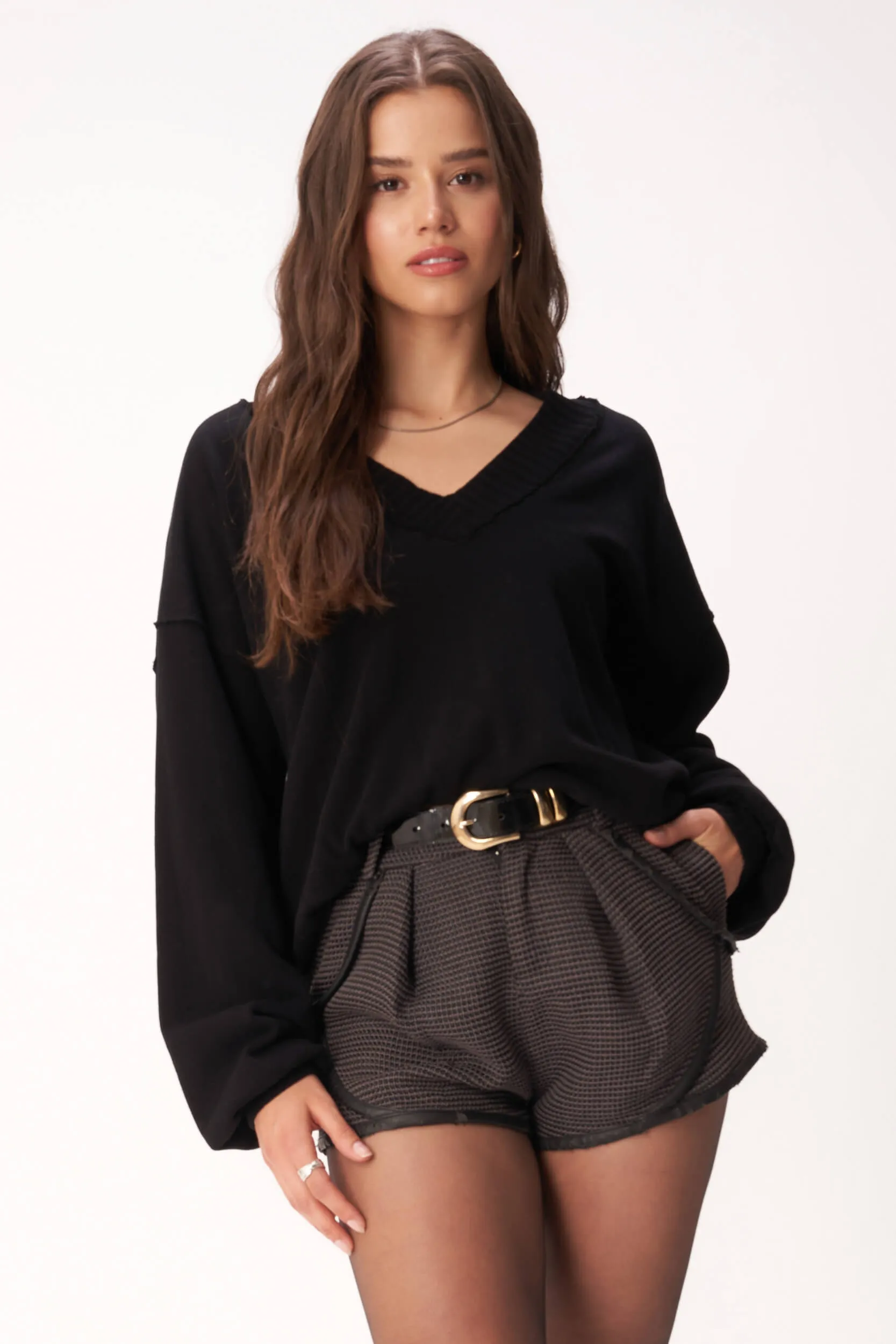 Arya V Neck Sweatshirt - Black sold by Project Social T