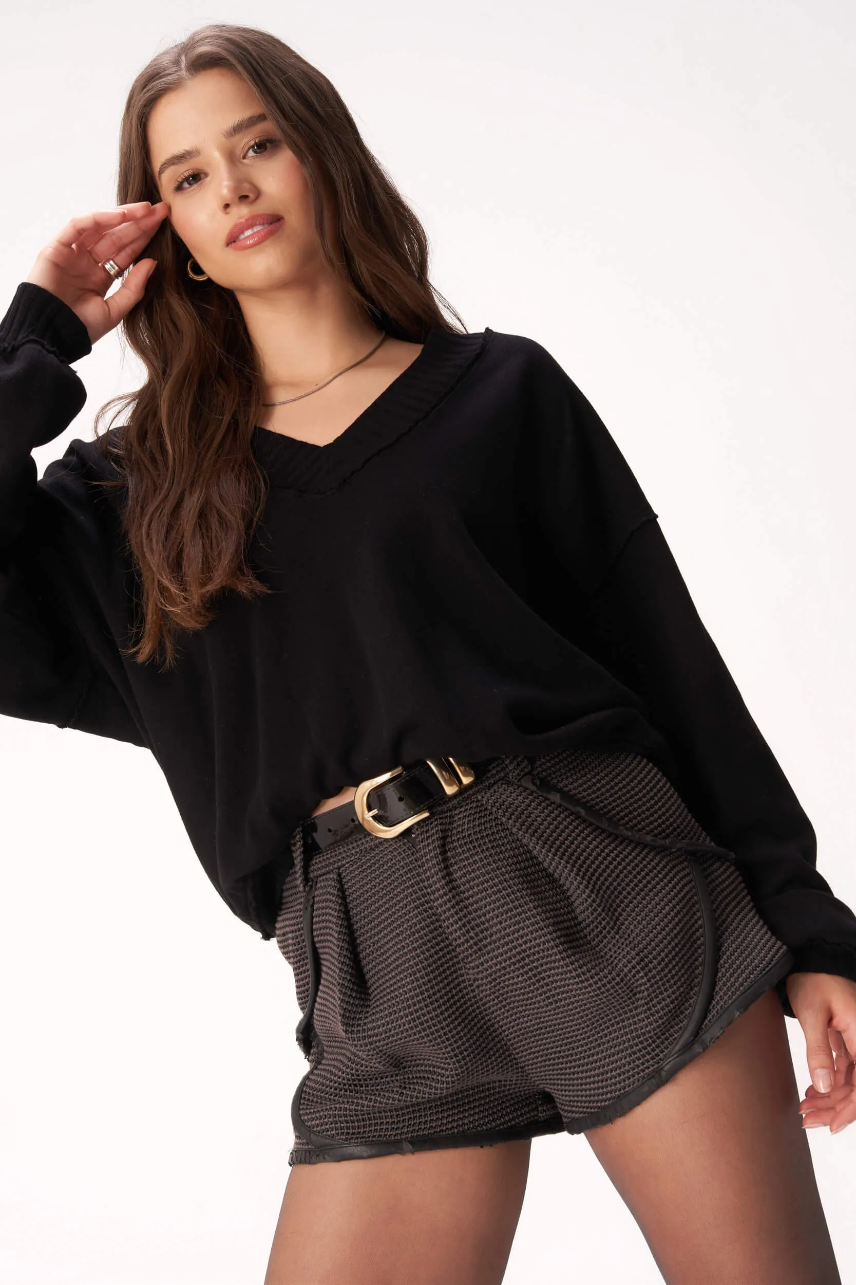 Arya V Neck Sweatshirt - Black sold by Project Social T product image thumbnail 3
