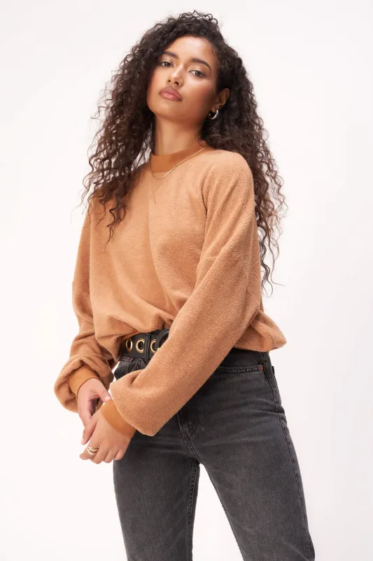 Dover Mock Neck Fleece Sweatshirt - Inca Gold made by Project Social T