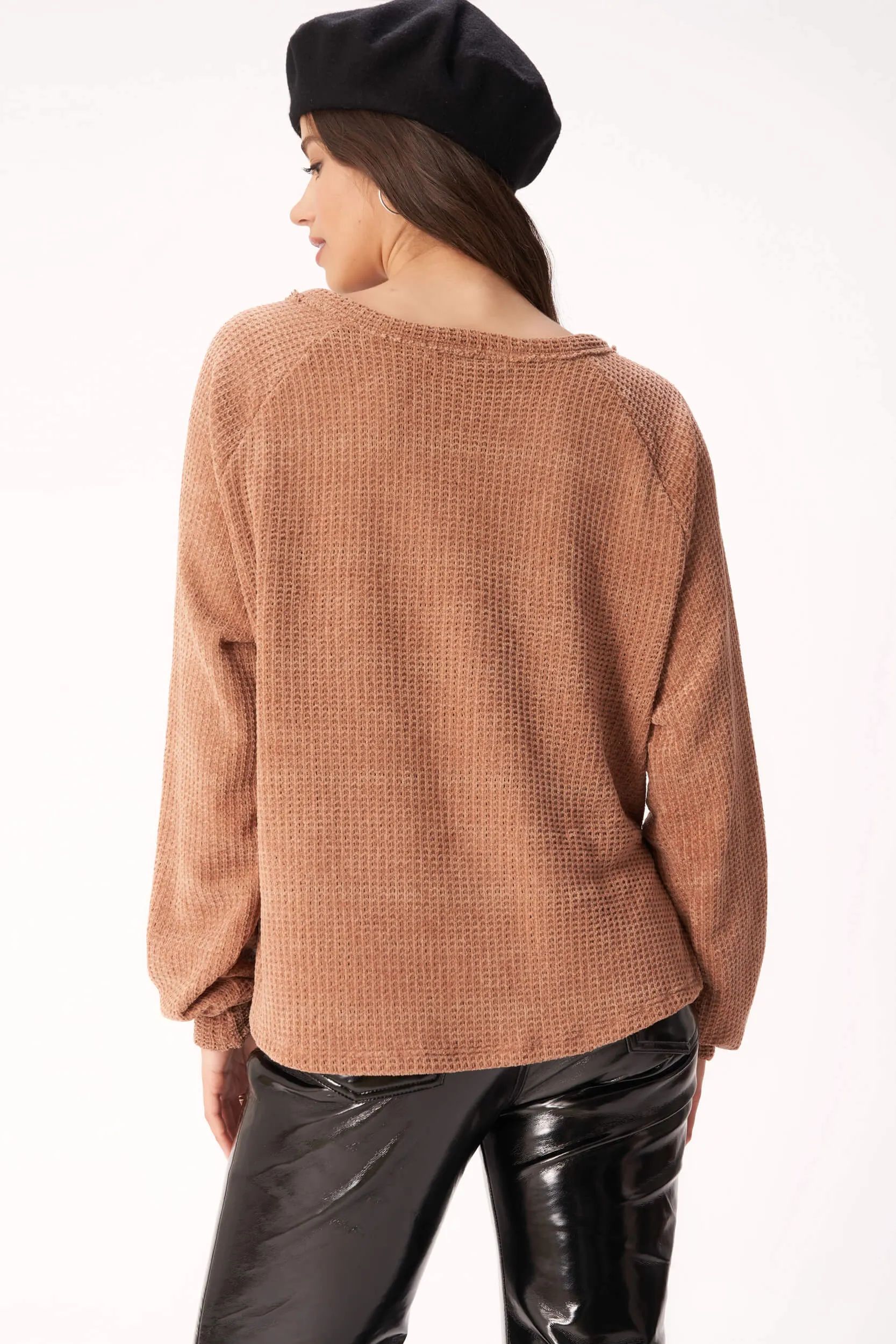 At Your Best Chenille V Neck Long Sleeve - Acorn sold by Project Social T product image thumbnail 4