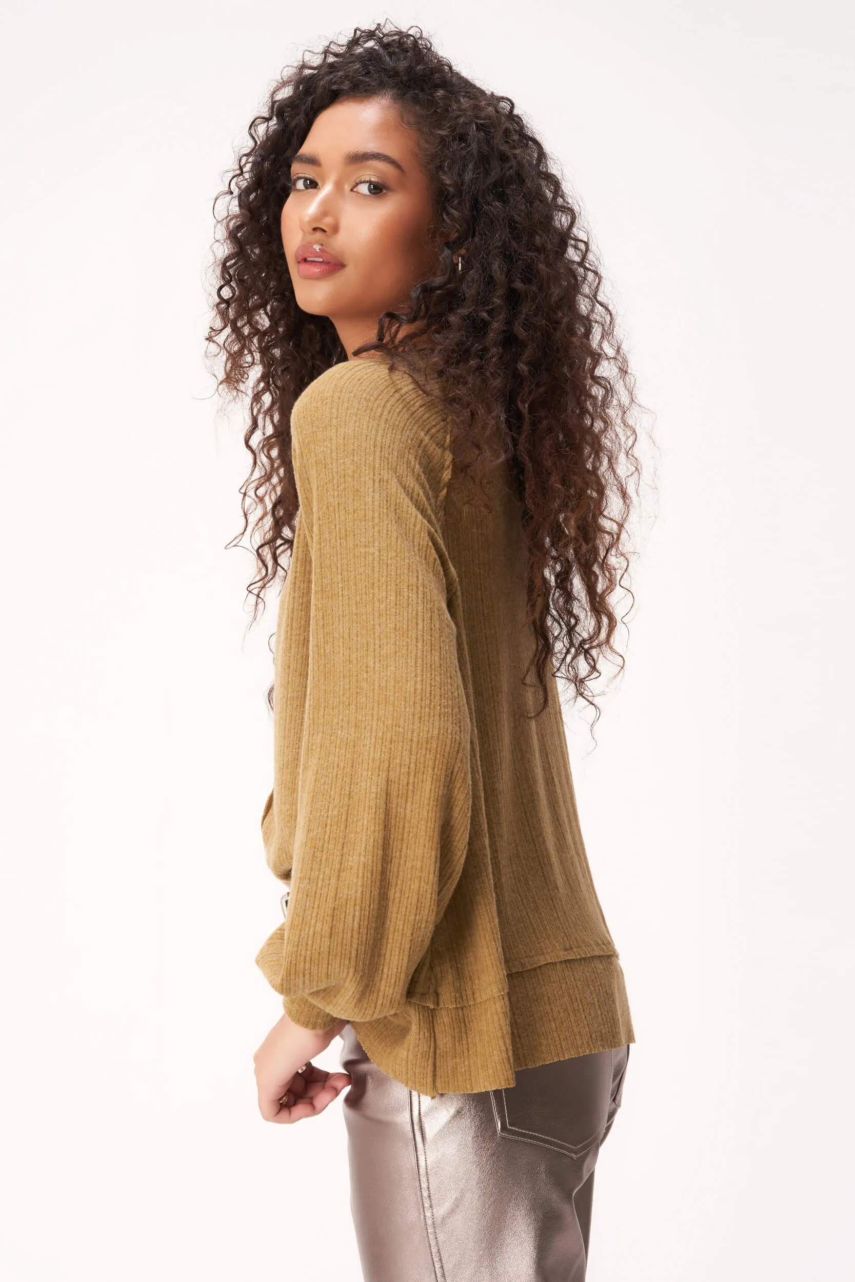 For Real Cozy Seamed Long Sleeve - Military Green sold by Project Social T product image thumbnail 4