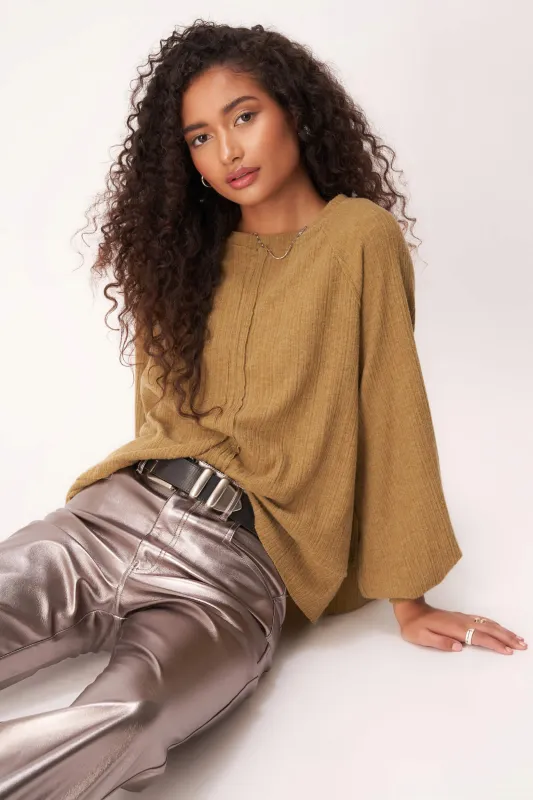 For Real Cozy Seamed Long Sleeve - Military Green sold by Project Social T