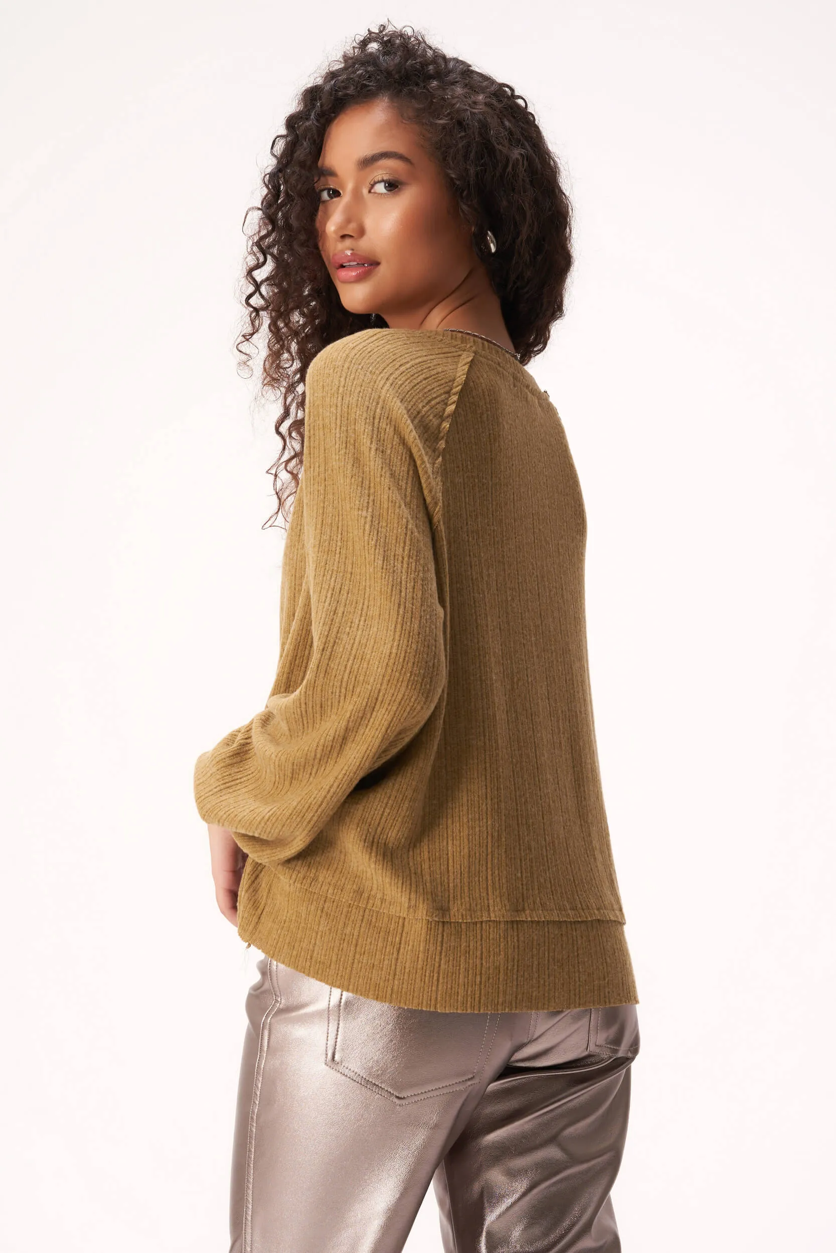 For Real Cozy Seamed Long Sleeve - Military Green sold by Project Social T product image thumbnail 5