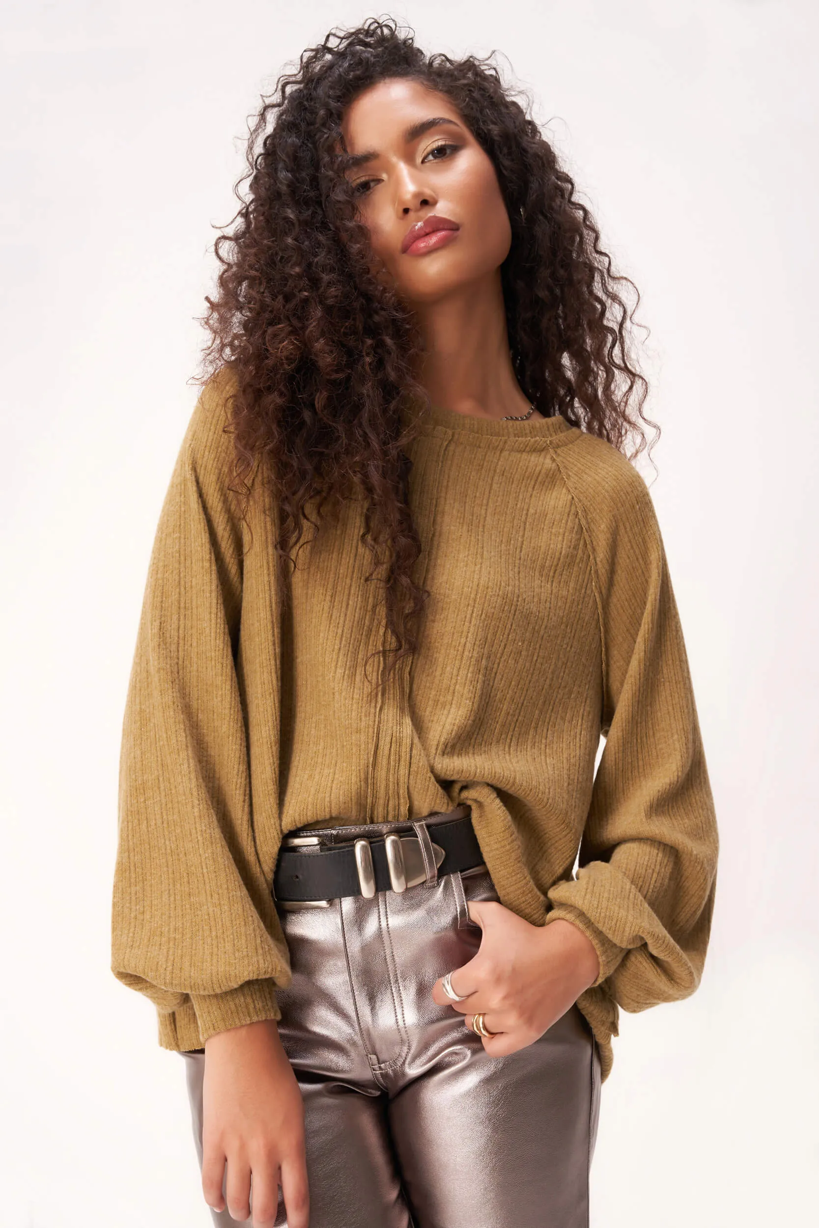 For Real Cozy Seamed Long Sleeve - Military Green sold by Project Social T product image thumbnail 3