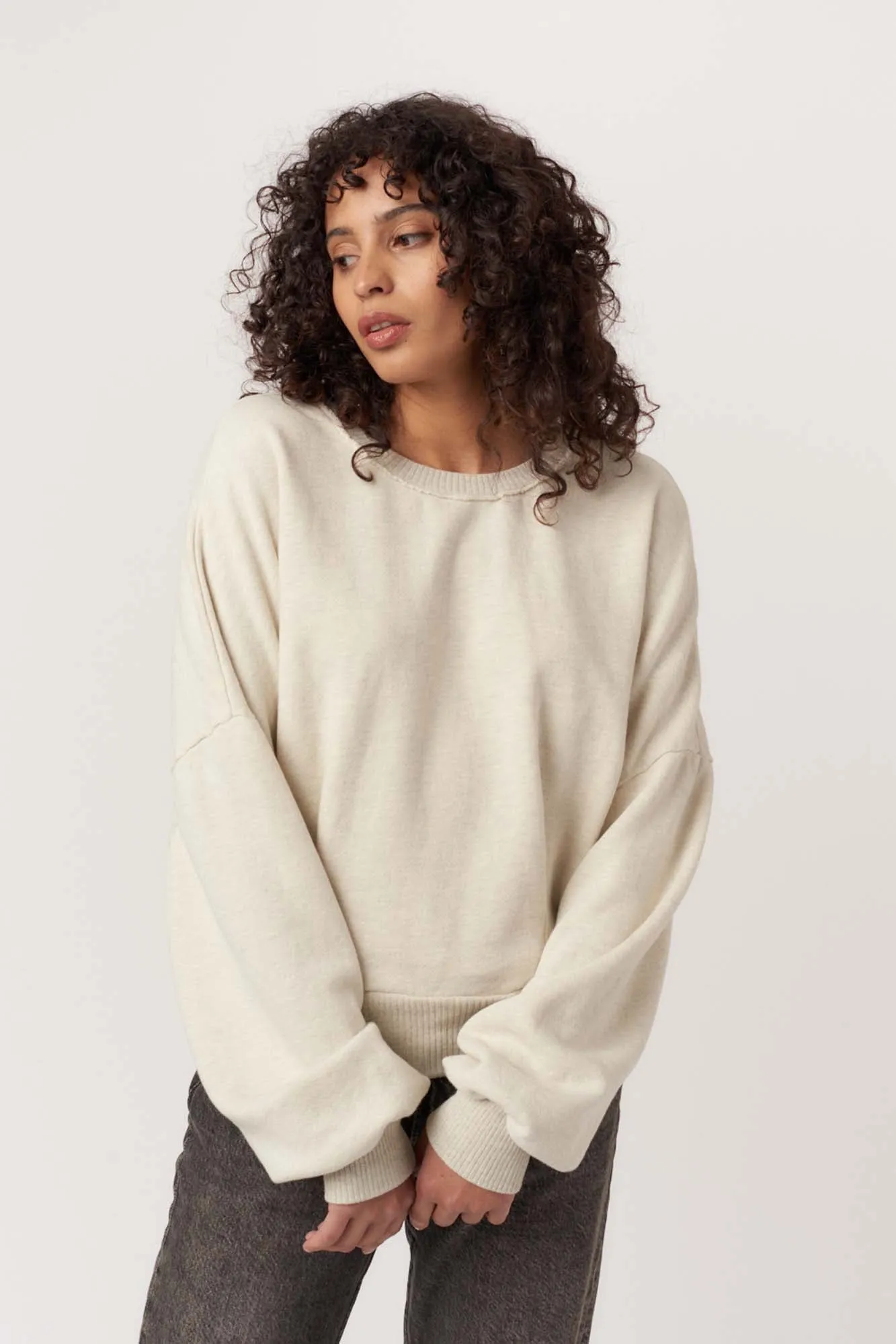 Evie Pleated Crew Sweatshirt - Oat sold by Project Social T product image thumbnail 3