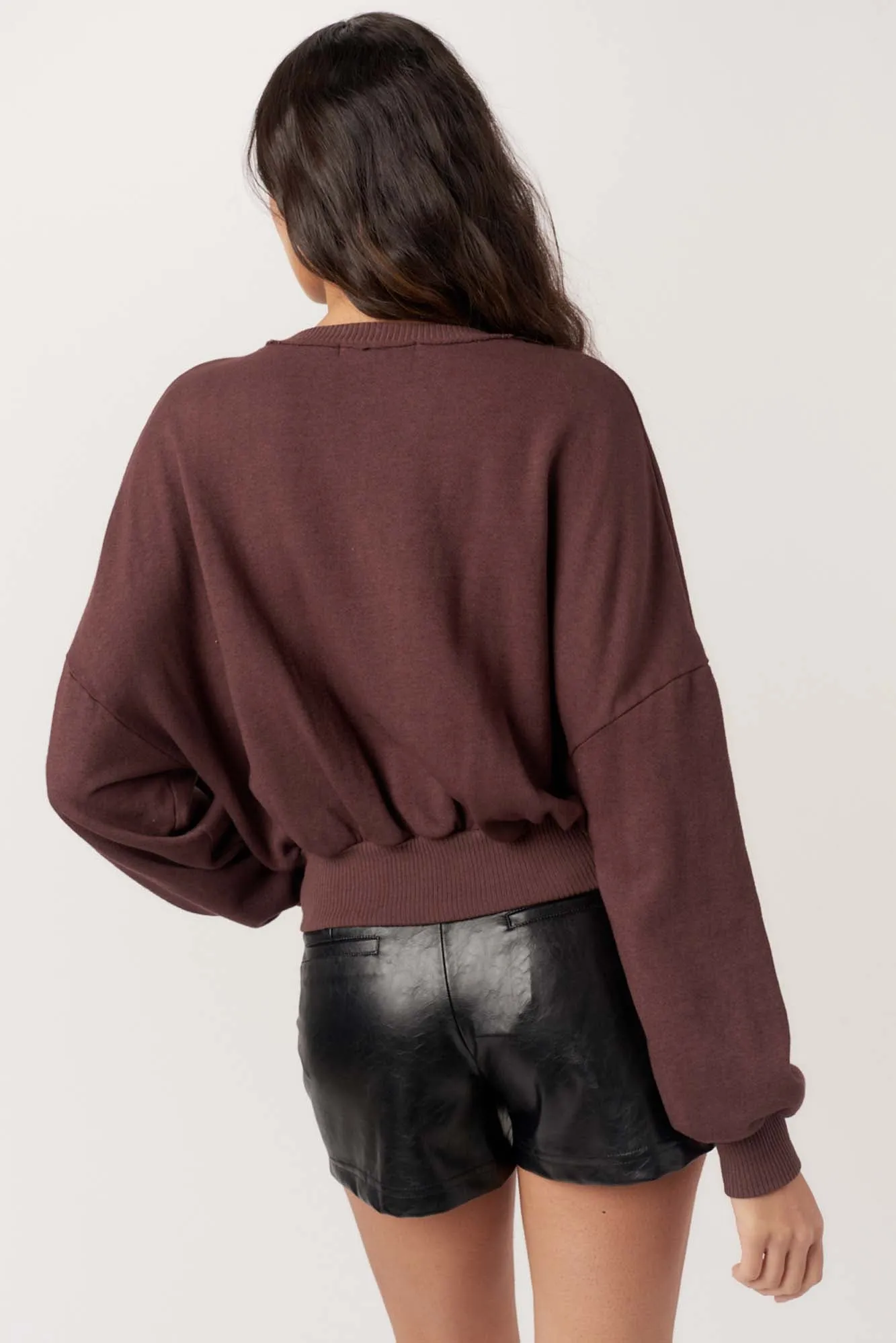 Evie Pleated Crew Sweatshirt - Dark Mocha sold by Project Social T product image thumbnail 4