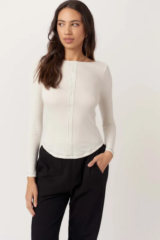 Yoko Seamed Boatneck Rib Long Sleeve made by Project Social T