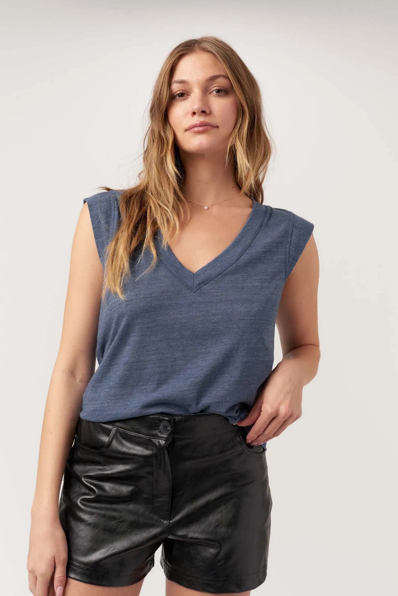 Rue V-Neck Tank - Navy sold by Project Social T product image thumbnail 3