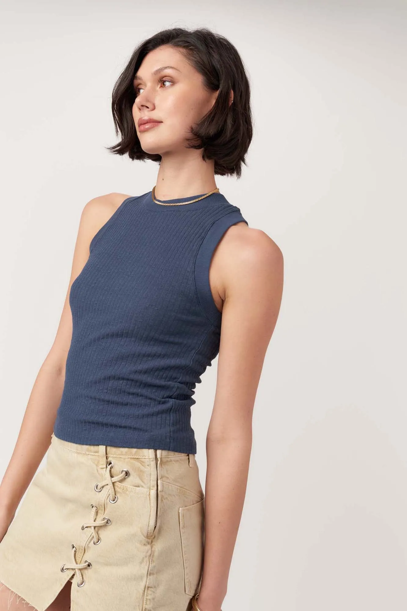 Player Fitted Racerback Rib Tank - Navy sold by Project Social T product image thumbnail 3