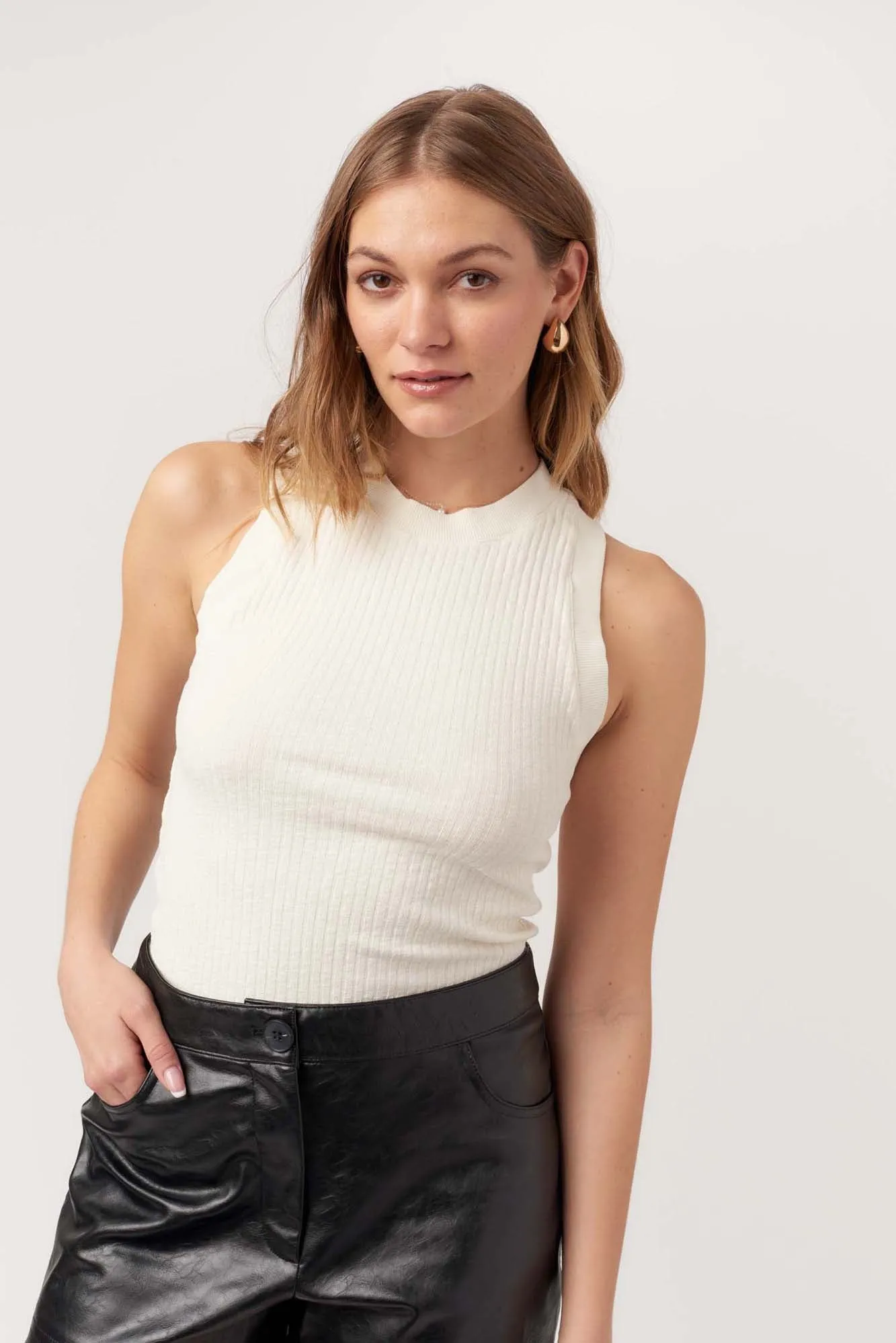 Player Fitted Racerback Rib Tank - Cream sold by Project Social T