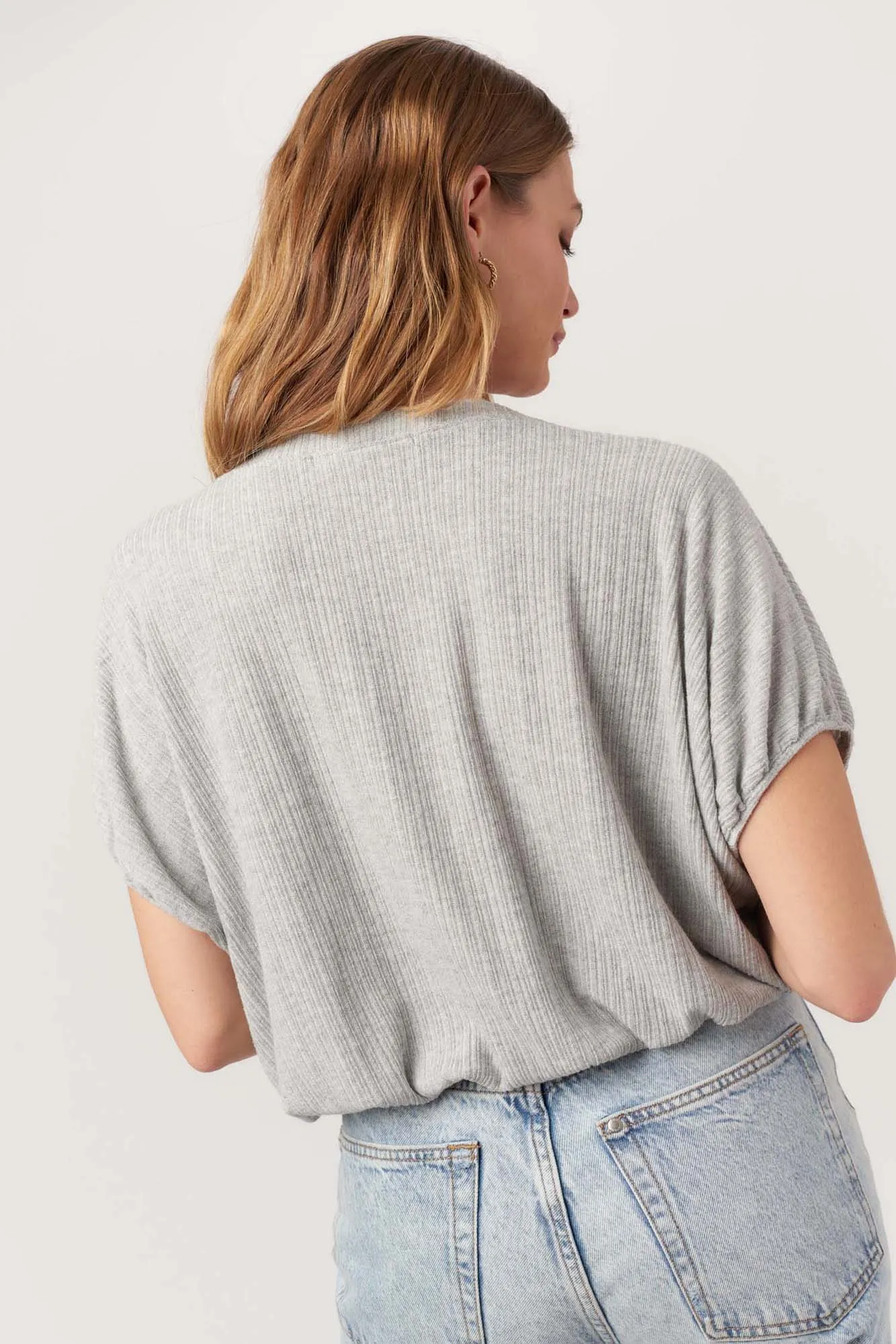 Cerise V-Neck Bubble Rib Tee sold by Project Social T product image thumbnail 3