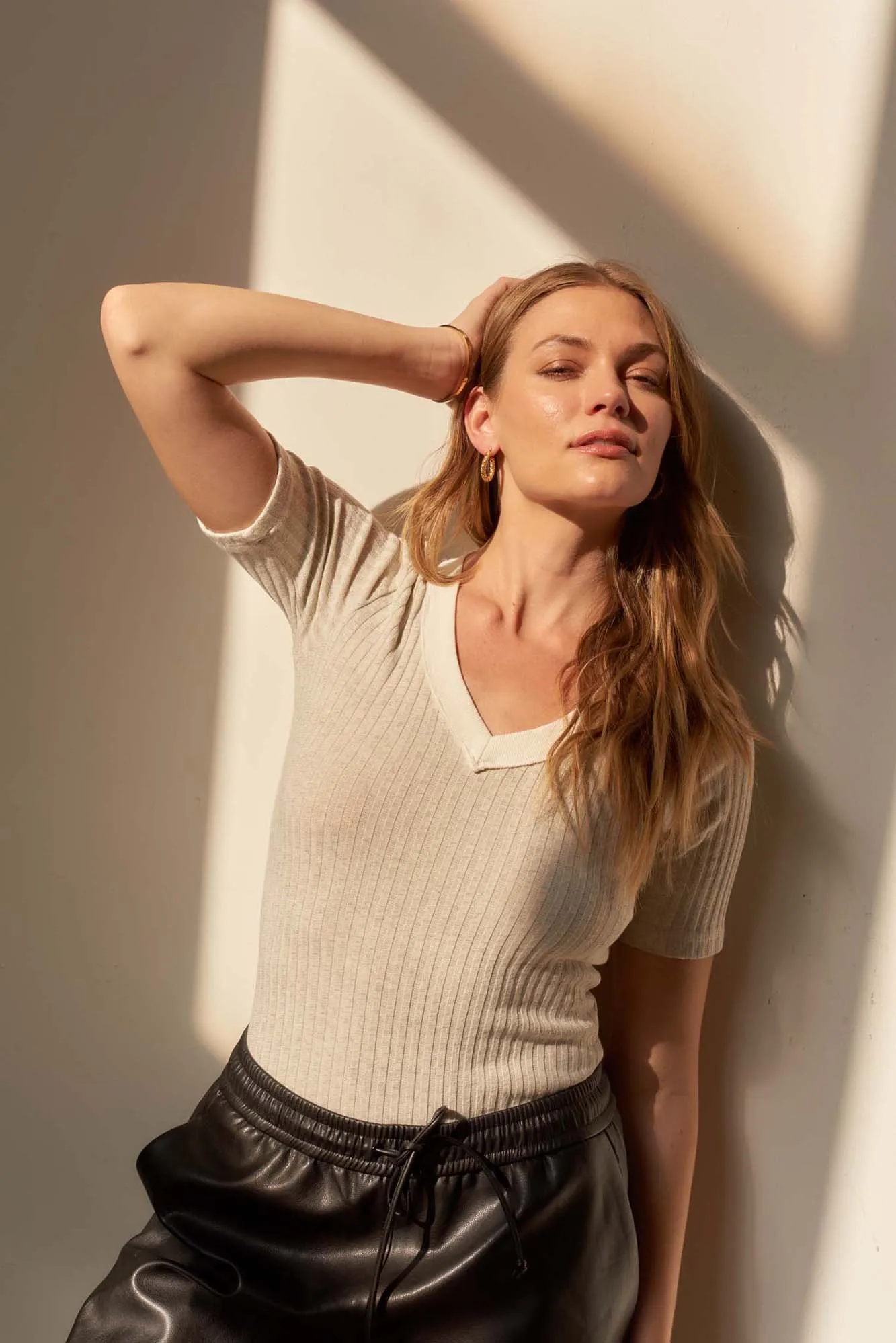 Brooks Heathered Elbow Sleeve V-Neck Tee sold by Project Social T