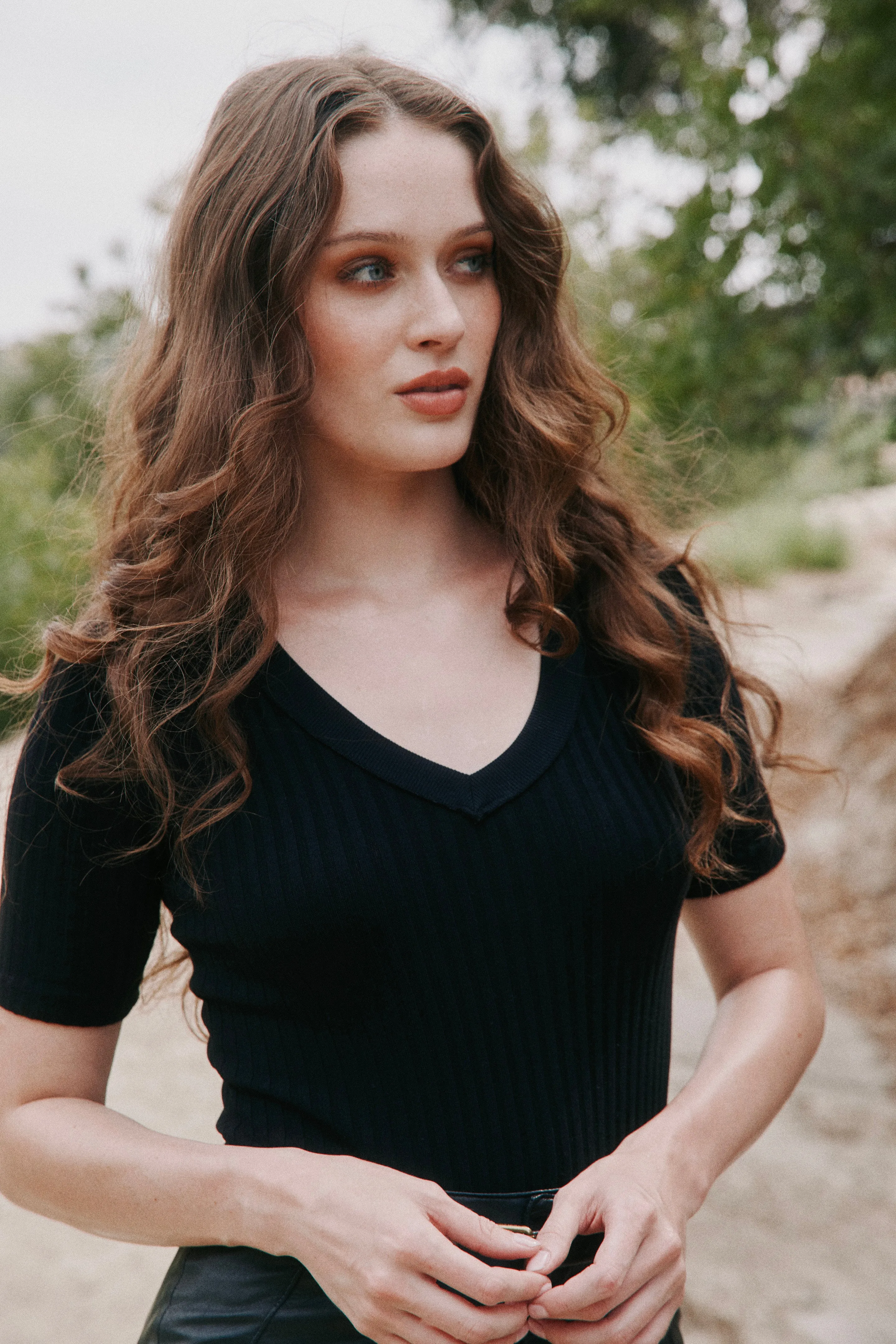 Brooks Heathered Elbow Sleeve V-Neck Tee sold by Project Social T