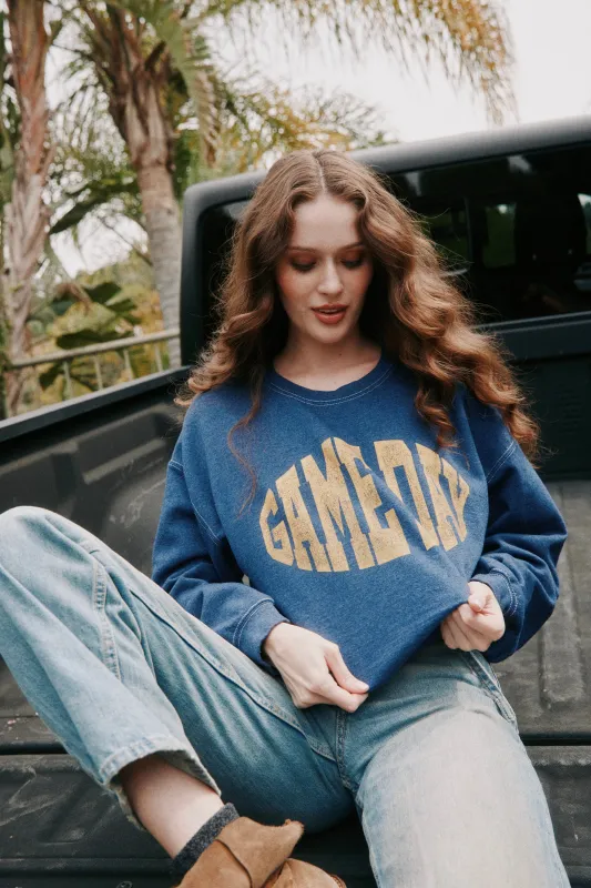 Game Day Football Sweatshirt - Navy Peony sold by Project Social T