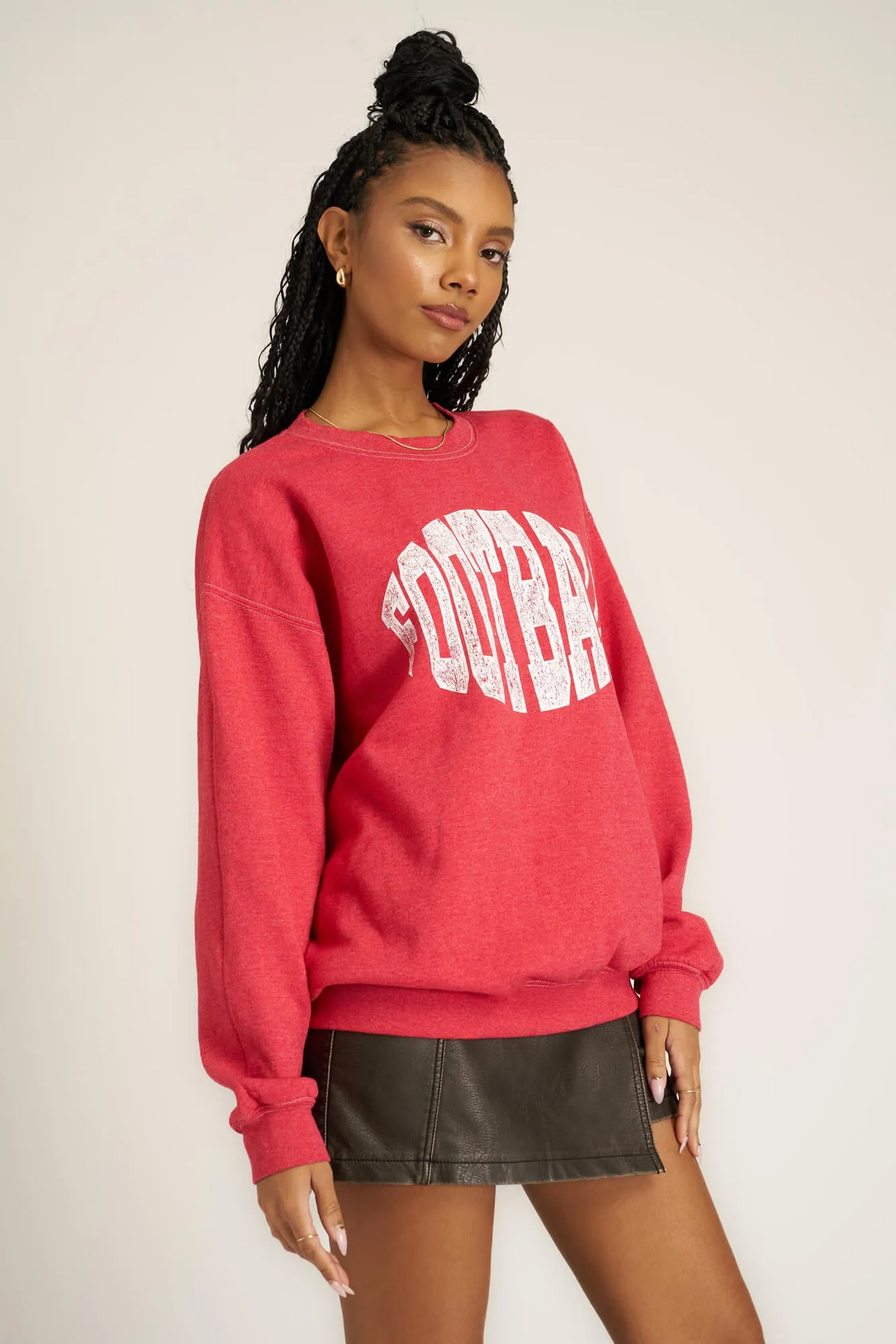 Football Oversized Sweatshirt - Red Dahlia sold by Project Social T