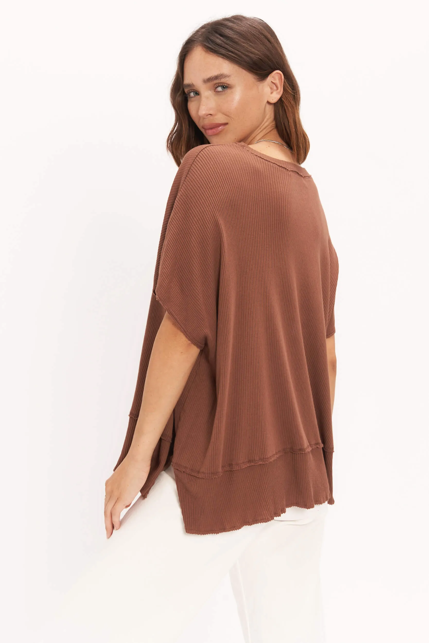 Dalette Scoop Relaxed Rib Tee - Maple sold by Project Social T product image thumbnail 4