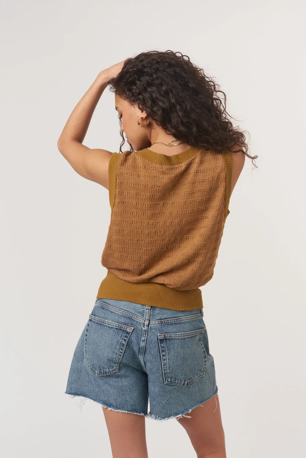 Ingrid Button Front Textured Tank - Cinnamon sold by Project Social T product image thumbnail 3