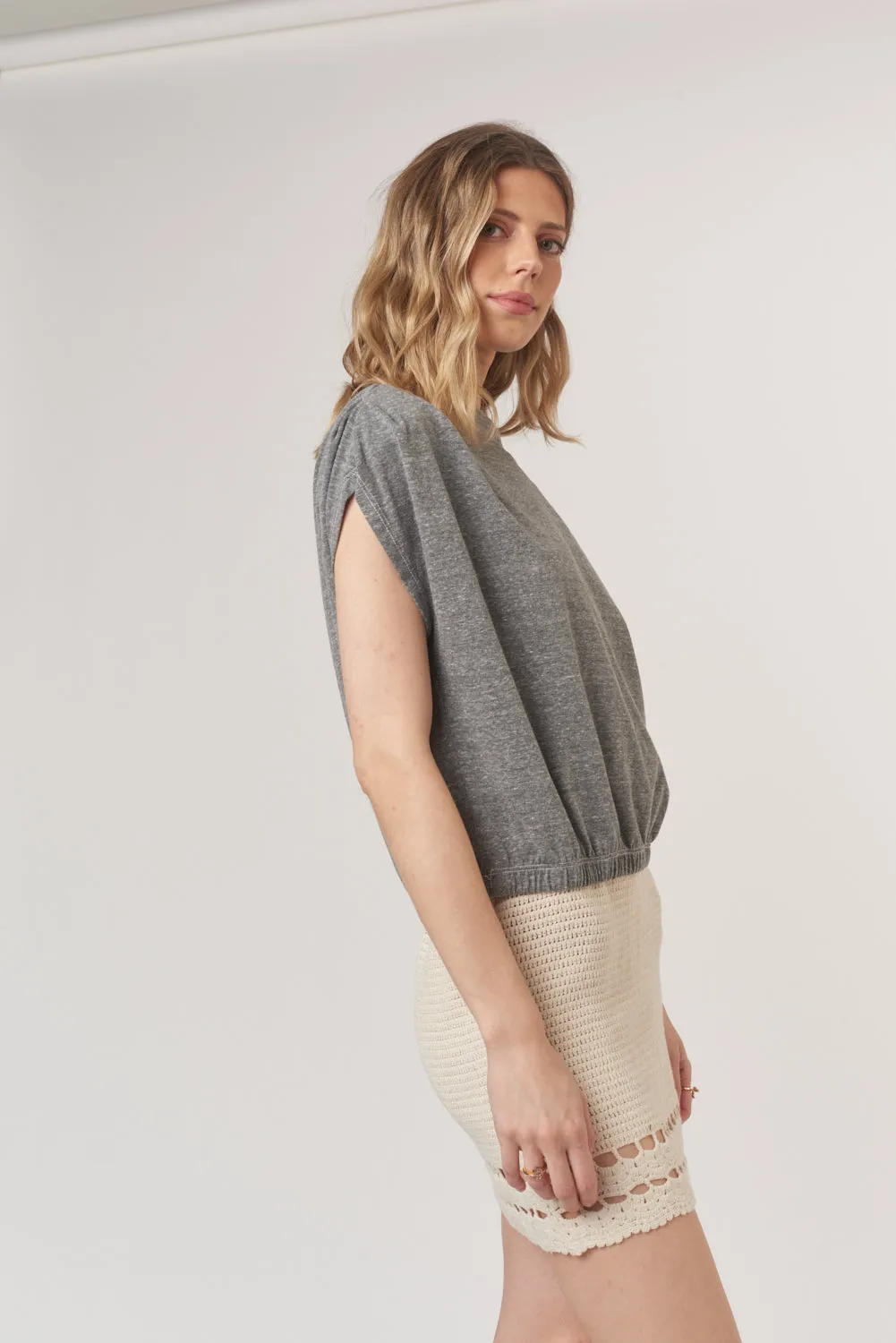 Estelle Heathered Pleated Shoulder Tee sold by Project Social T product image thumbnail 3