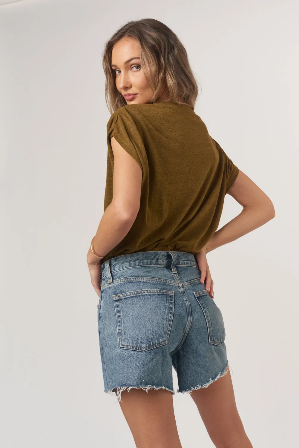 Estelle Heathered Pleated Shoulder Tee sold by Project Social T product image thumbnail 3