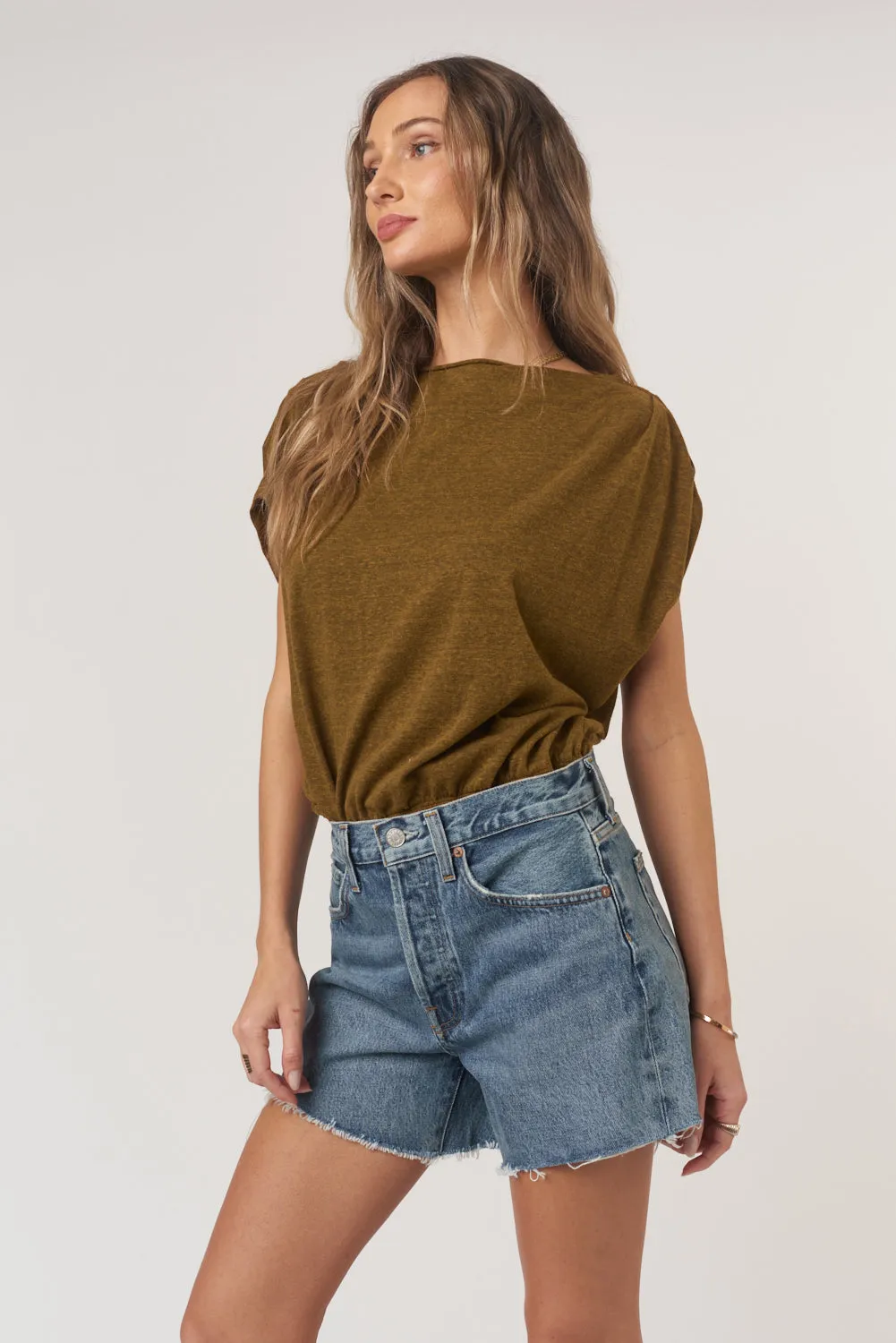 Estelle Heathered Pleated Shoulder Tee sold by Project Social T product image thumbnail 2