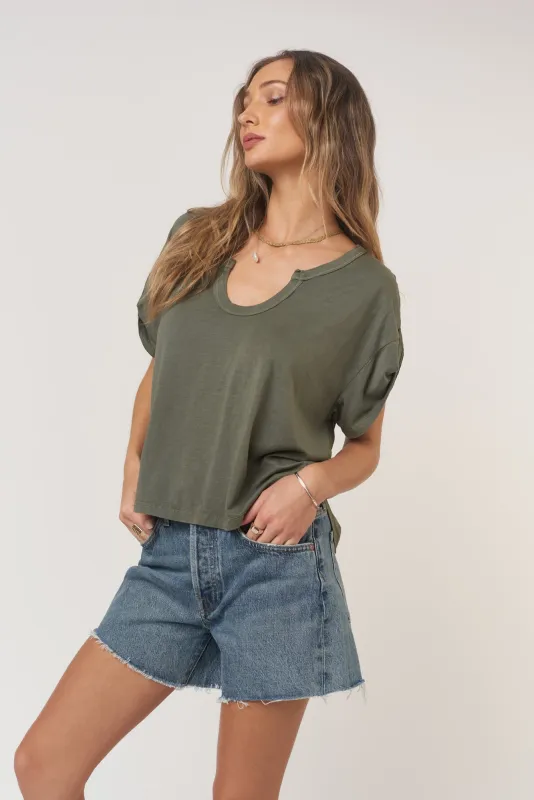 Sylas Notch Neck Tee - Rosemary sold by Project Social T