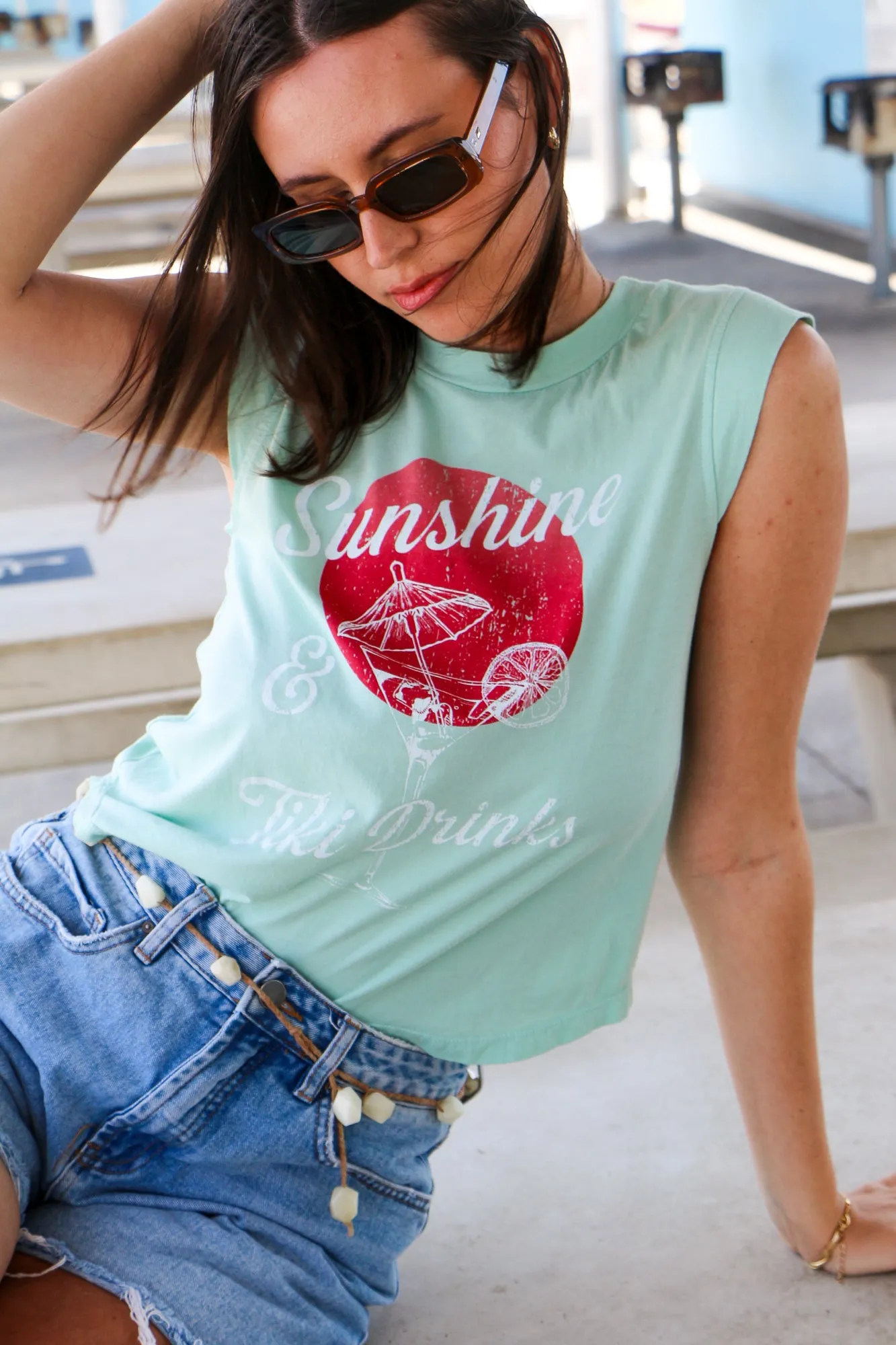 Sunshine & Tiki Drinks Muscle Tank sold by Project Social T product image thumbnail 3