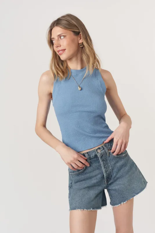 Player Fitted Racerback Rib Tank - Provence Blue sold by Project Social T