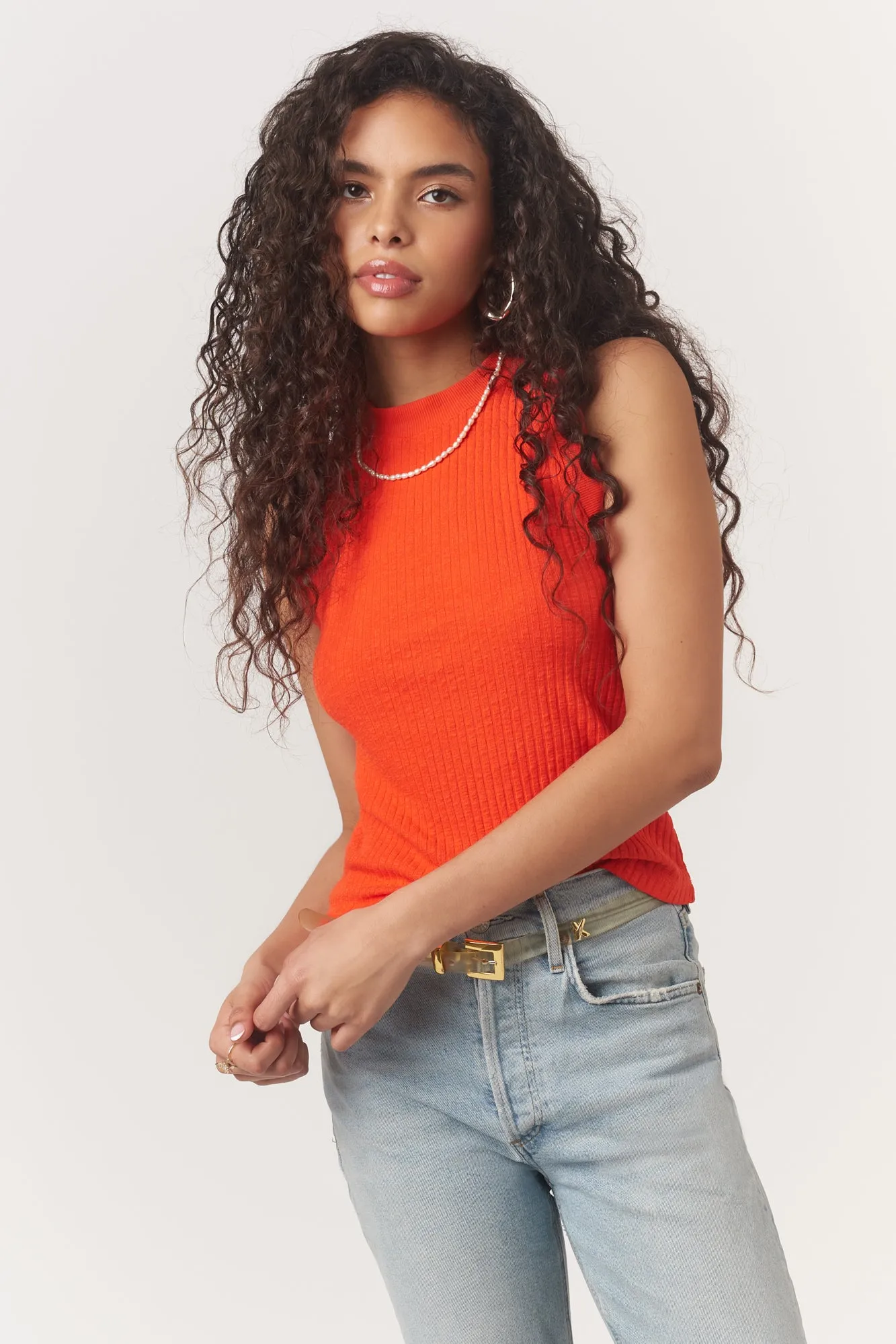 Player Fitted Racerback Rib Tank - Fiesta Flame sold by Project Social T product image thumbnail 2