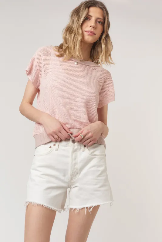 Behati Mesh Textured Tee - Cameo Rose sold by Project Social T