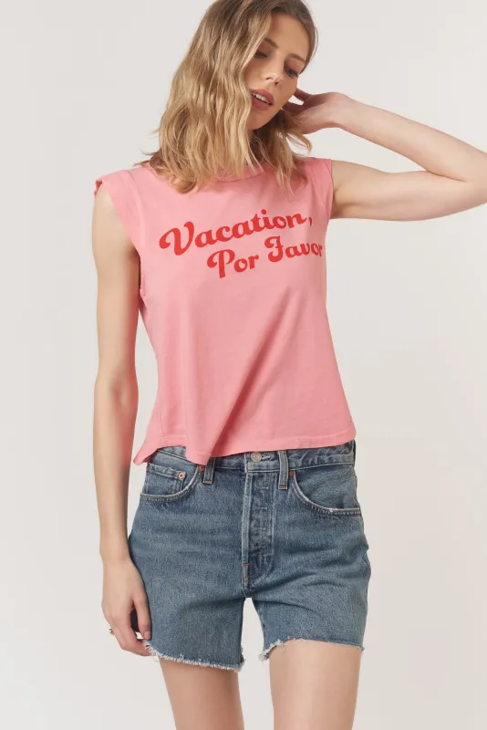 Vacation Por Favor Tank - Peony Pink sold by Project Social T