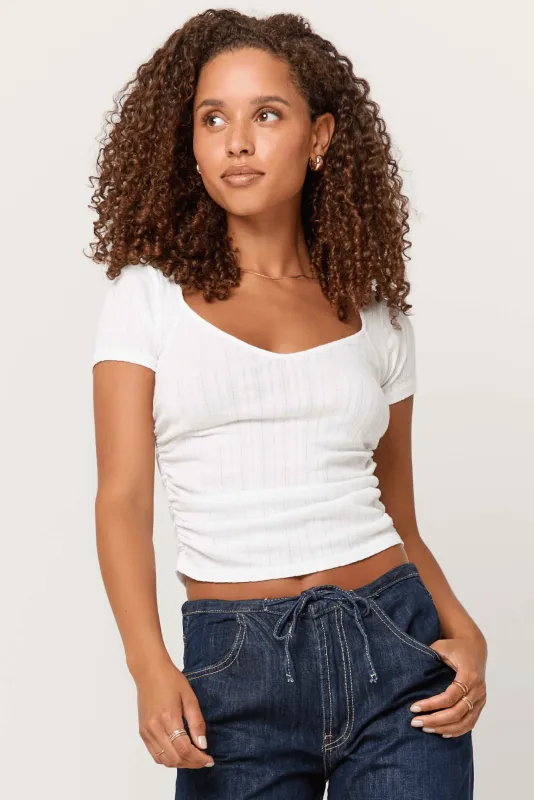 Dylana Pointelle Sweetheart Neck Tee sold by Project Social T