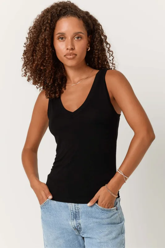 Lona V-Neck Tank - Black sold by Project Social T