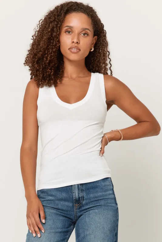 Lona V-Neck Tank - White sold by Project Social T