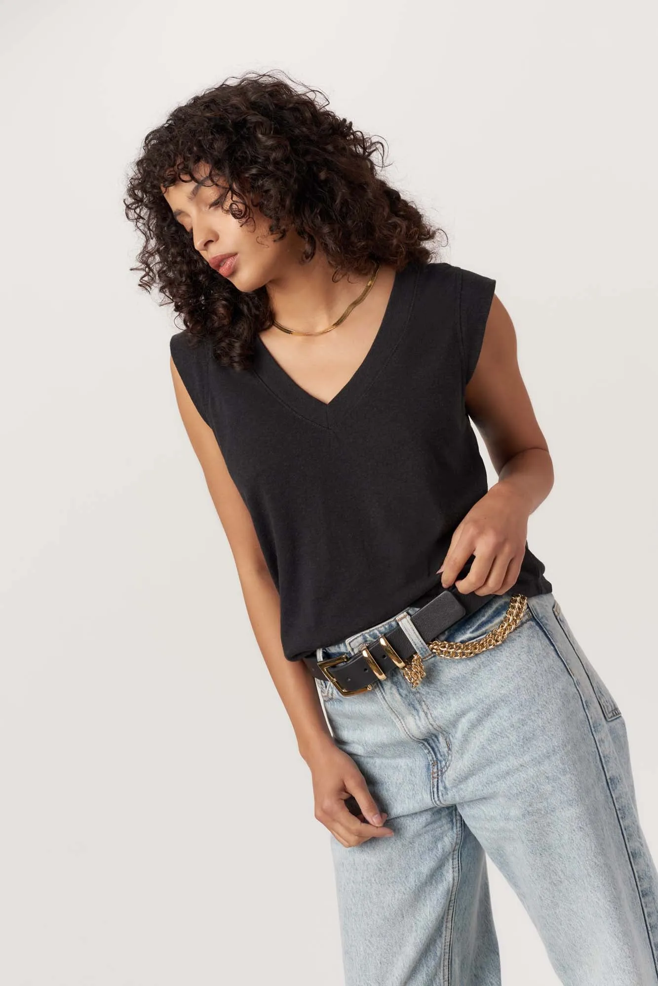 Rue V-Neck Tank - Black sold by Project Social T product image thumbnail 4