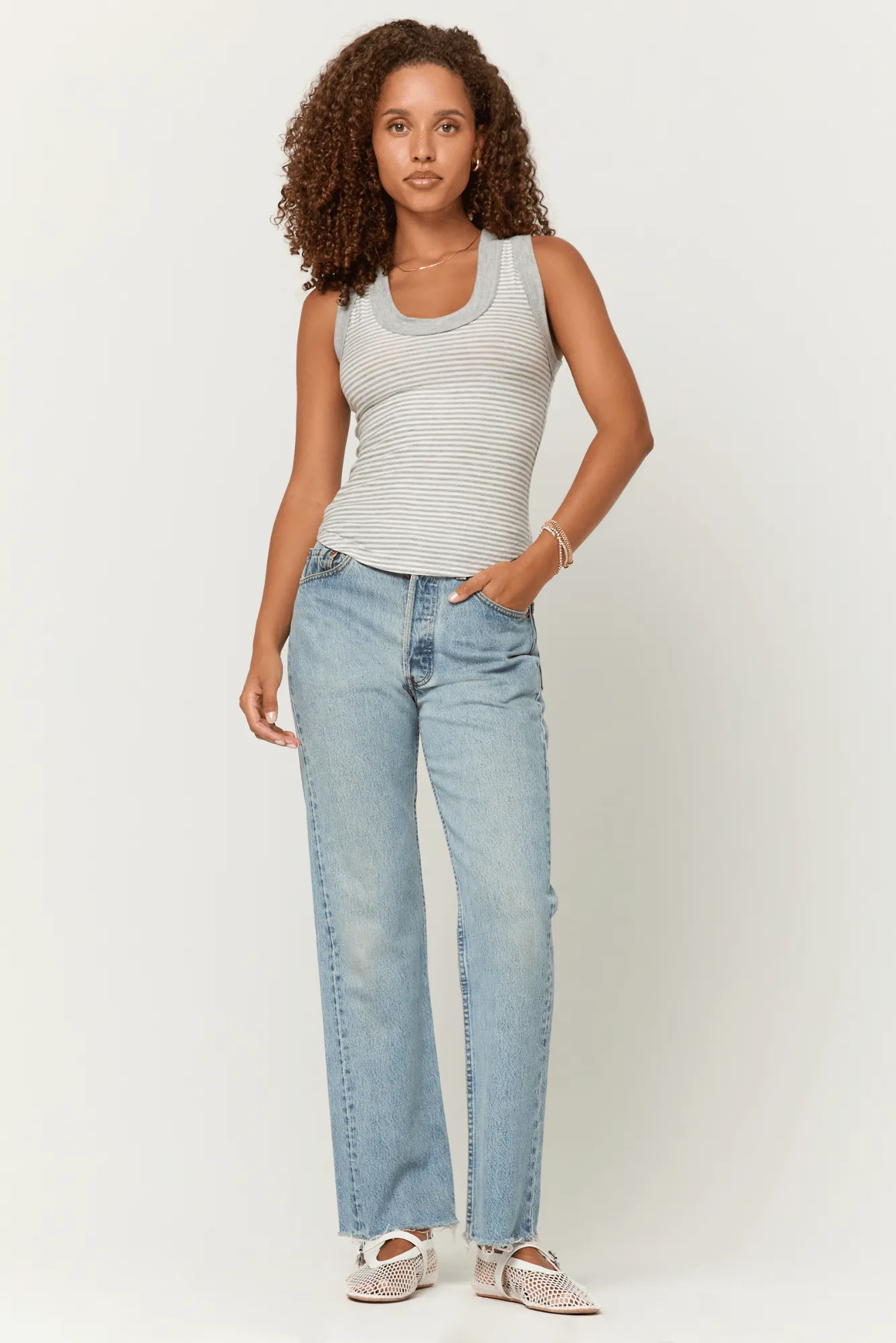 Hits Different Striped Ringer Tank sold by Project Social T product image thumbnail 2