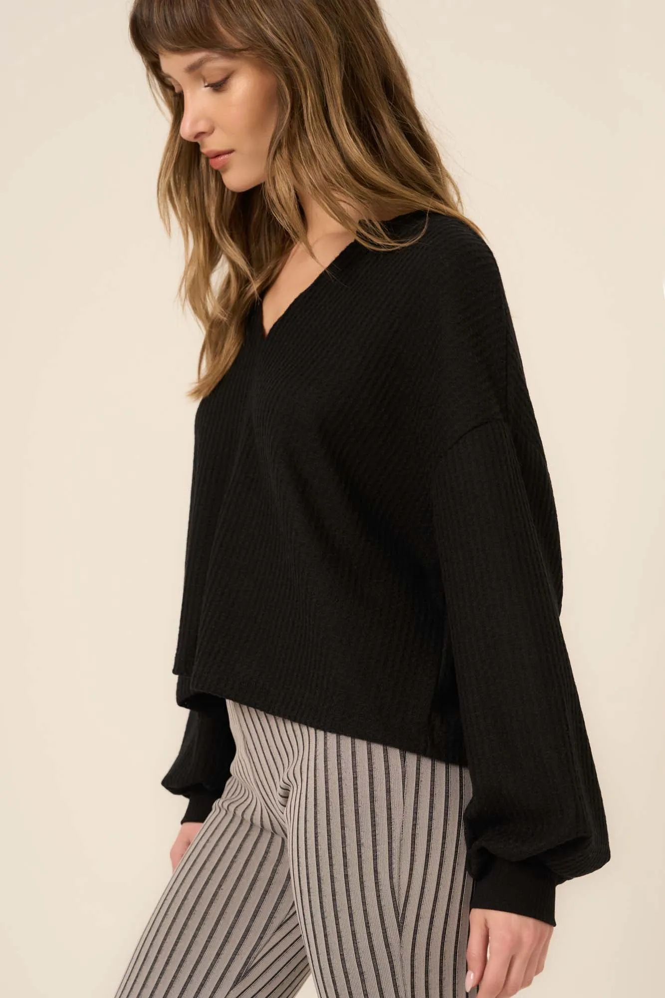 Vinessa Notch Neck Brushed Thermal Top sold by Project Social T product image thumbnail 3