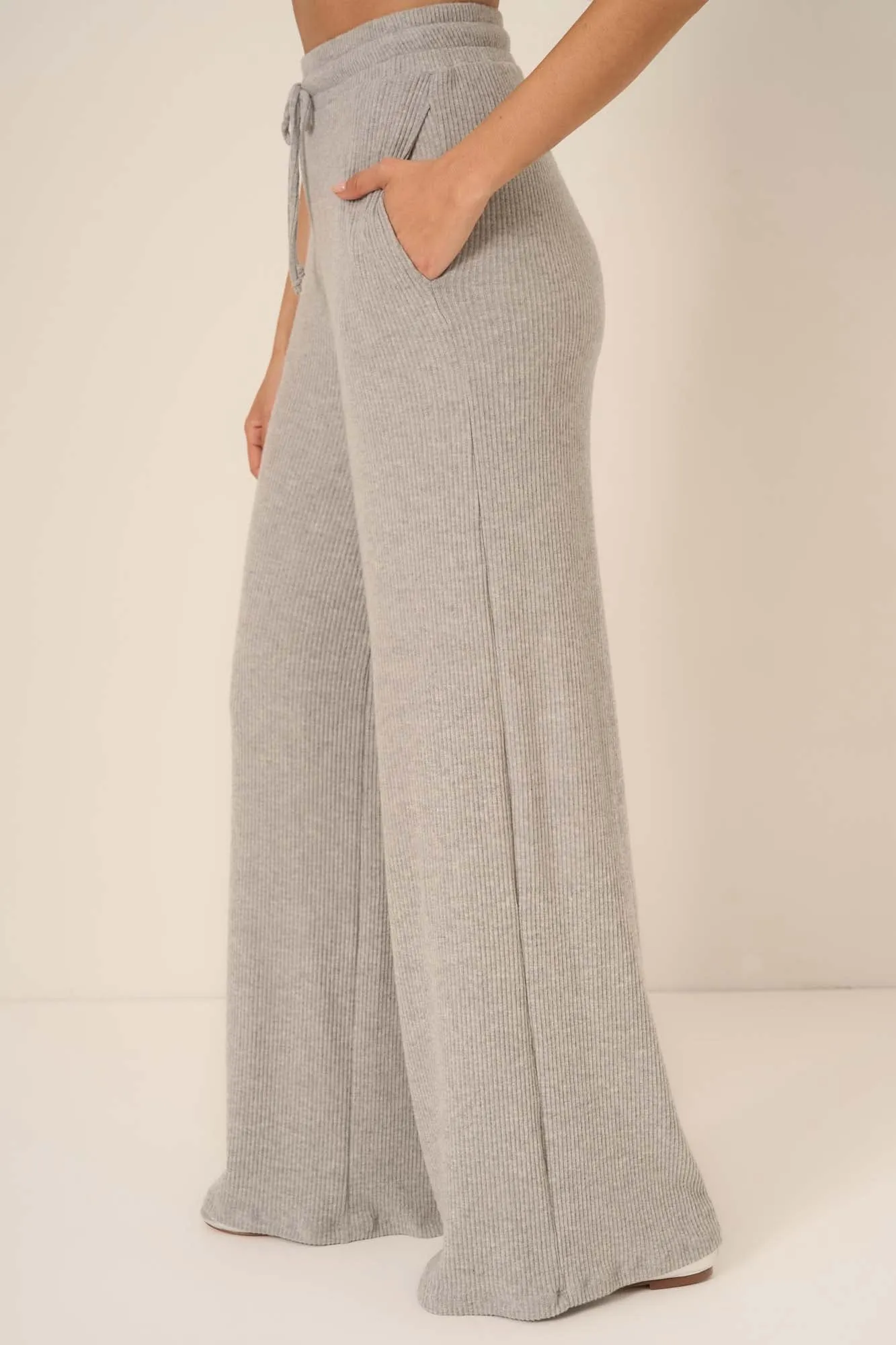 Zoey Brushed Rib Pant - Heather Grey sold by Project Social T product image thumbnail 3
