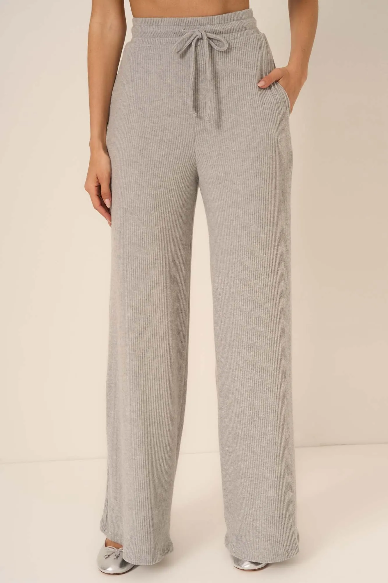 Zoey Brushed Rib Pant - Heather Grey sold by Project Social T product image thumbnail 2